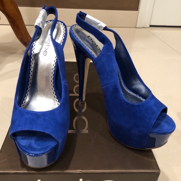 bebe Shoes - Bebe Blue Suede Heels